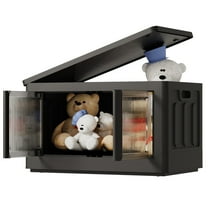 STOREADY 1 Pack Large Storage Bin with Lid, 76 QT Stackable Storage Box, Collapsible Plastic Closet Organizers with Door and Wheel, Black