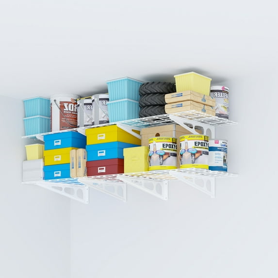 STOREADY 2-Pack 2x6ft 24in-by-72in Floating Wall Shelf Garage Storage Rack,White