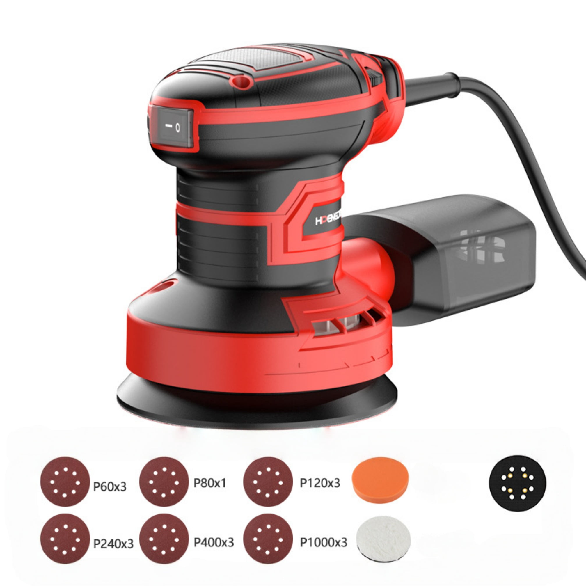STORGENER 5" Random Orbital Sander with Vacuum Dust Collector, 6 Various Speeds, 16Pcs Sandpapers for Woodworking & Sanding