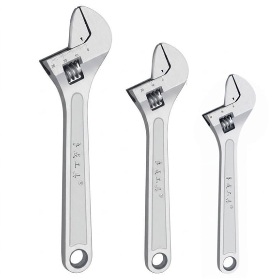 STORGENER Wrench Set, Adjustable Wrench, 3-Piece Adjustable Wrench Set, Chrome-Plated Cr-V Steel, Accurate Scale, Standard Opening, High Torque, Roll Pouch Included