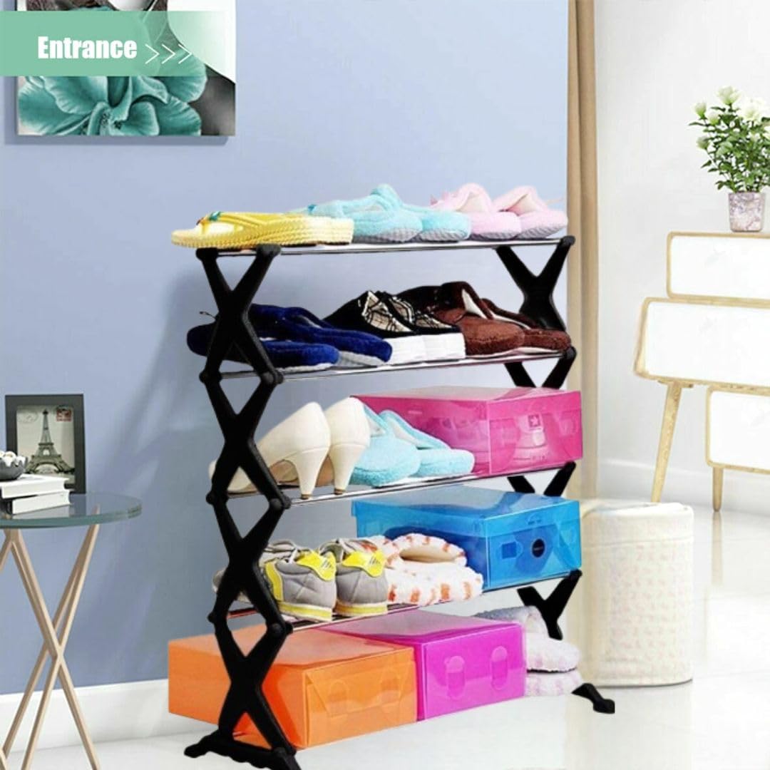 STORIA Stylish Plastic Stackable Shoe Rack 5 Layer Adjustable ...