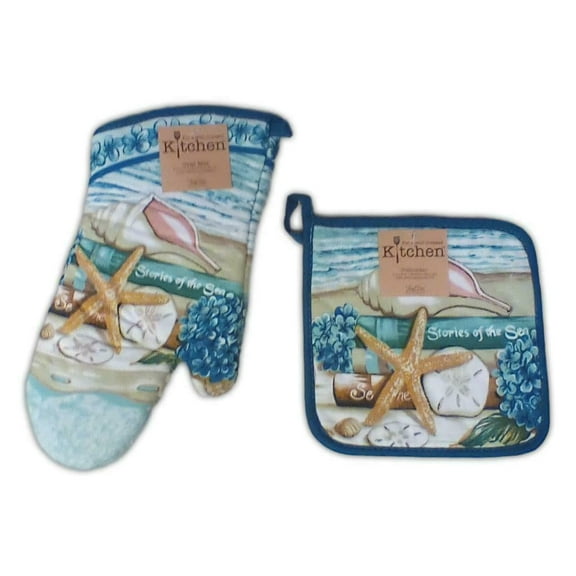 STORIES OF THE SEA Coastal Nautical Potholder & Oven Mitt Set, by Kay Dee