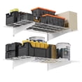 thumbnail image 1 of STORKING 2-Pack 2x4ft Garage Wall Shelving, 24"x48" Shelf Storage Rack Floating Shelves Wall Mounted, Heavy Duty Storage Shelves, 800lbs Load Capacity, with 8 Hooks for Garage Organization, White, 1 of 10