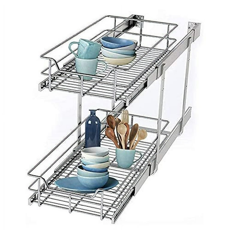 NewAge Home Cabinet Steel Pull Out Under Sink Organizer Chrome