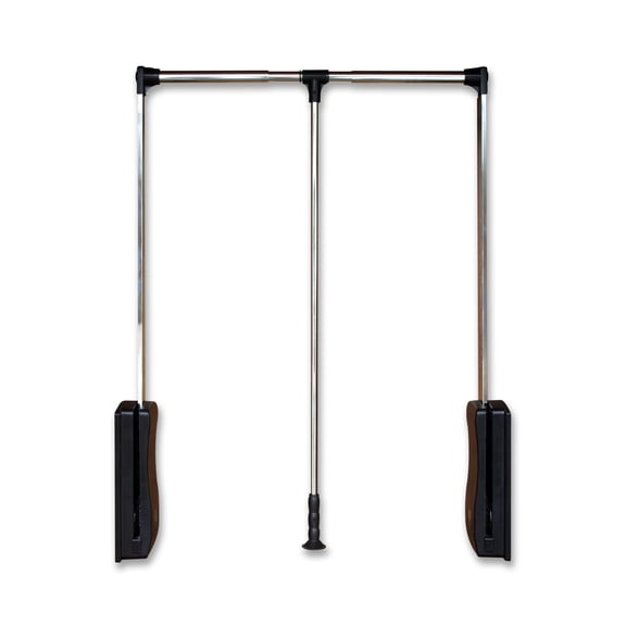 STORKING Pull Down Closet Rod 21"-26", Adjustable Side-Mounted Closet Rod for Kitchen & Bedroom High Cabinets, Chrome, Heavy Duty Two-Way Buffering, High Load Capacity