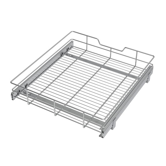 STORKING Pull Out Cabinet Organizer, 20" W x 17" D Slide Out Drawer for Kitchen & Bathroom, Heavy Duty Chrome Shelves