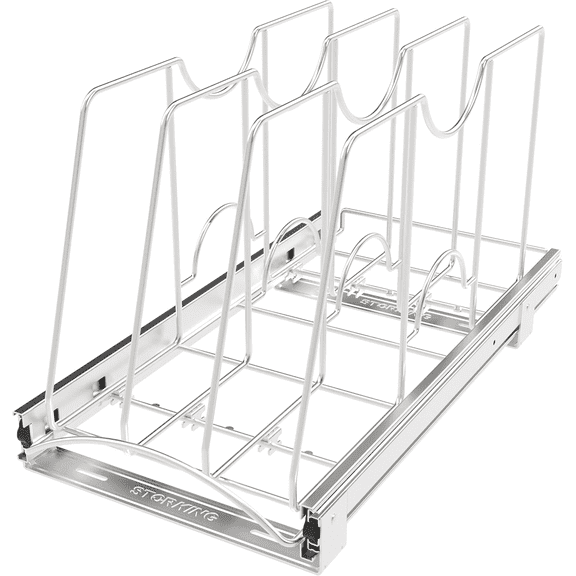 Storking Pull Out Organizer Hand Up 100Lbs, Cookie Sheets & Cutting Boards, 10x22x11 Inch Slide-Out Cabinet Rack, Chrome