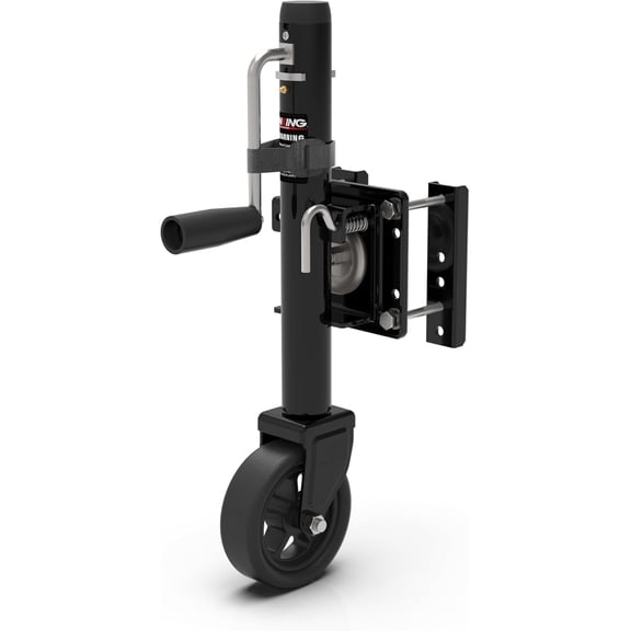 STORKING Upgraded Spoke Wheel Trailer Jack 1500 lb Capacity, 10 Vertical Movement, Black