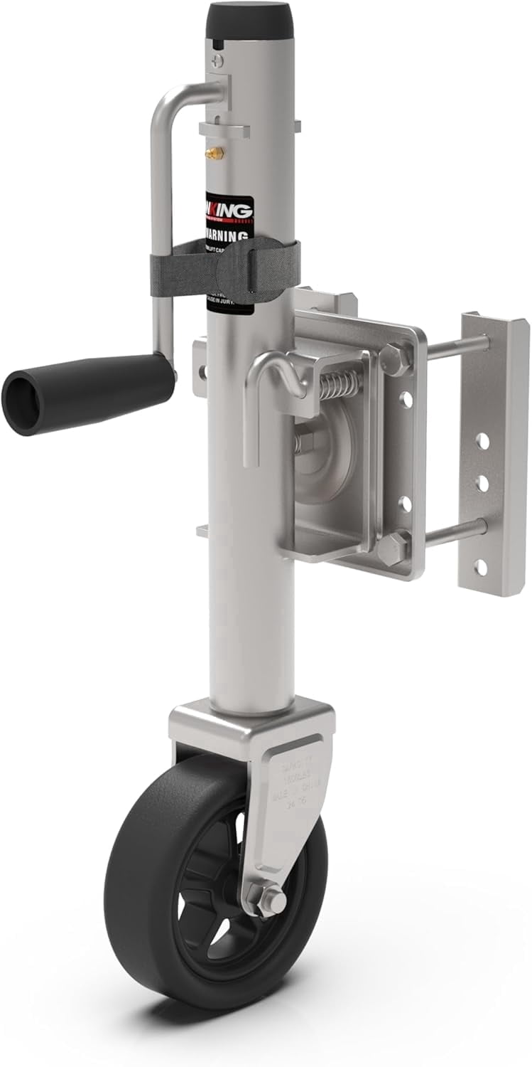 TOWKING Upgraded Spoke Wheel Trailer Jack 1500 lb Capacity, 10″ Vertical Movement, for RV, Boat, Trailer and More Silver