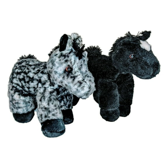 STORM & BEAU Black & Gray Horse Mini Flopsie 8" Stuffed Animal Plush by Aurora