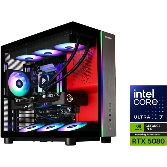 STORMCRAFT Gaming PC PHANTOM INTEL Core Ultra 7 265F NVIDIA RTX 5080 - AI Powered 32GB DDR5 6000MHz RGB 2TB NVMe SSD 360mm AIO 850W PSU Windows 11 Home-PH265F0CC-580N1