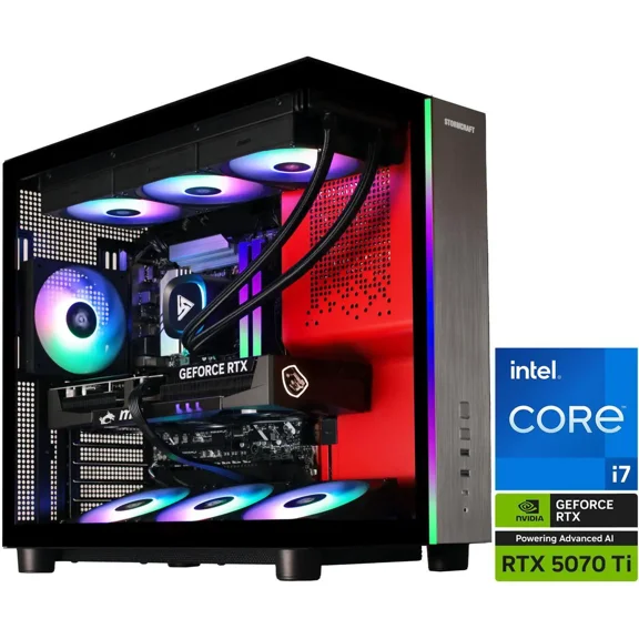 STORMCRAFT Gaming PC PHANTOM Intel Core i7-14700F NVIDIA GeForce RTX 5070 Ti AI Powered 32GB DDR5 6000MHz RGB 2TB NVMe SSD 360mm AIO 850W PSU Windows 11 Home -PH1470FCC-57TN1