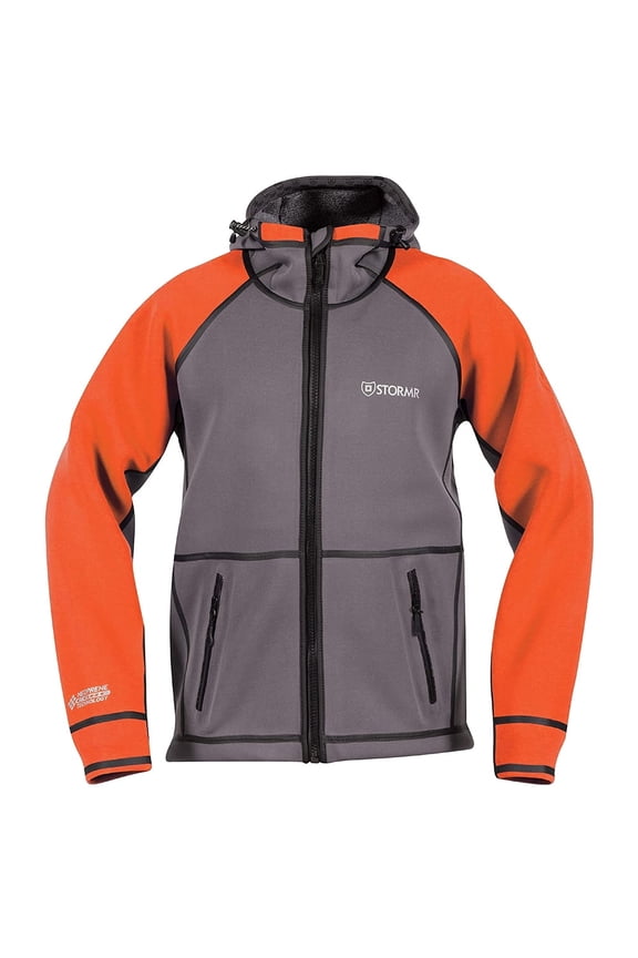 Adult Male Typhoon Foul Weather Jacket, Color: Smoke/Orange, Size: 3XL