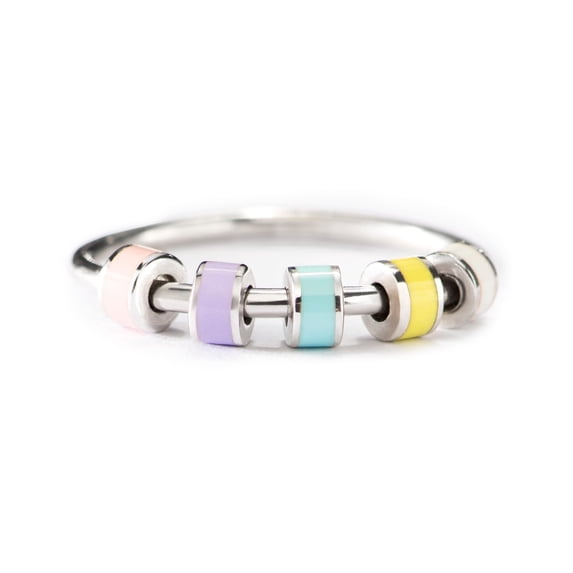 STORYJEWELLERY Enamel Fidget Rings for Women, Sterling Silver Anxiety Ring, Spinner Ring, Silent Spinning Stress Rings, 925 Sterling Silver Fidget Jewelry, Gifts for Women, Size 6 C87