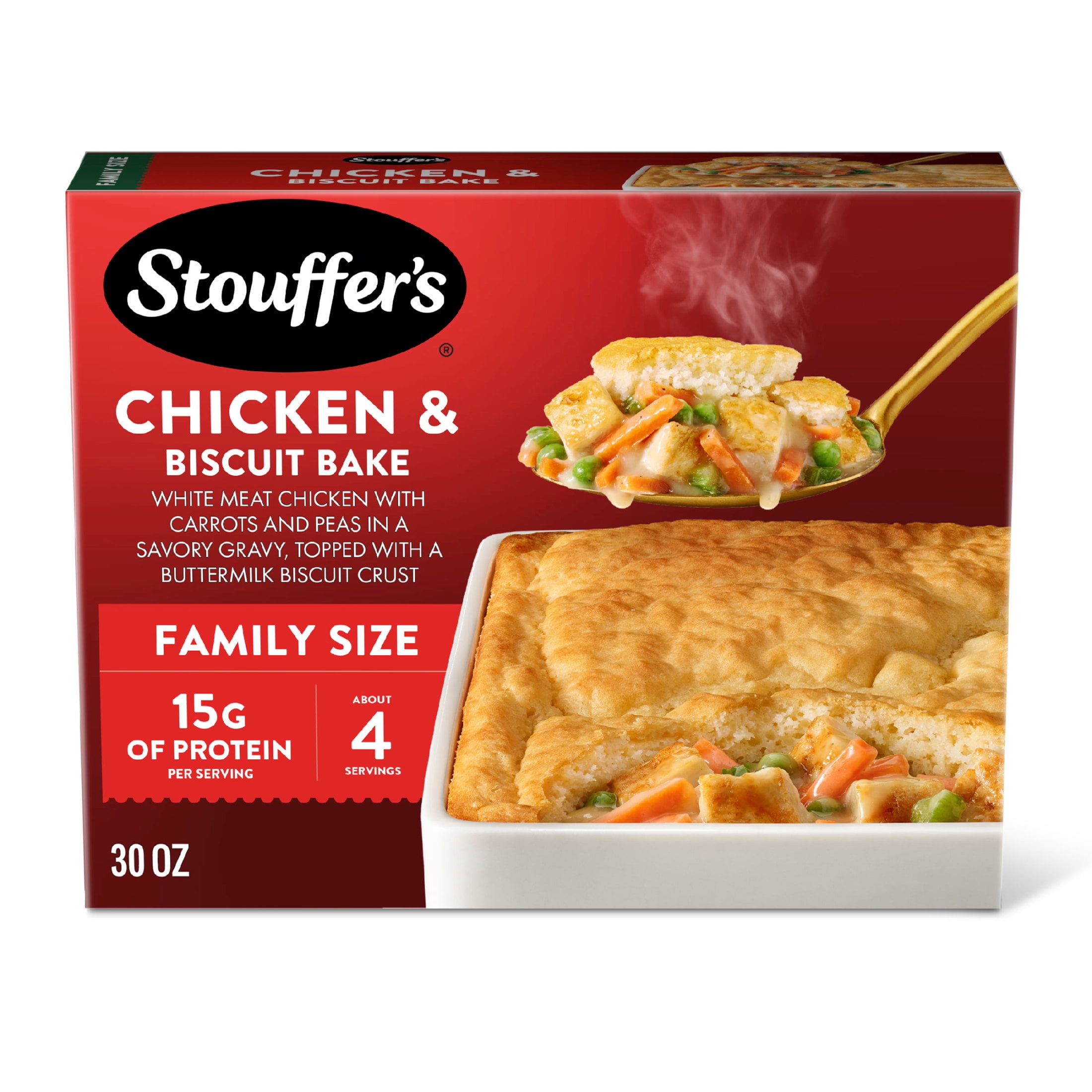 Stouffer’s Chicken Biscuit Bake, Family Size, Frozen Chicken Biscuit, Frozen Oven Meals, 30 oz (Frozen)