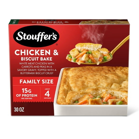 Stouffers Chicken Biscuit Bake, Family Size, Frozen Chicken Biscuit, Frozen Oven Meals, 30 oz (Frozen)