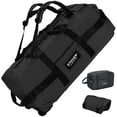 thumbnail image 1 of STOVER 100L Rolling Duffel Backpack With Wheels, Unisex Adult XX-Large 34 Inch Durable Travel Bag With Toiletry Bag, Black, 1 of 7