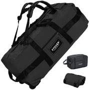 100L Rolling Duffel Backpack With Wheels, Unisex Adult XX-Large 34 Inch Durable Travel Bag With Toiletry Bag, Black