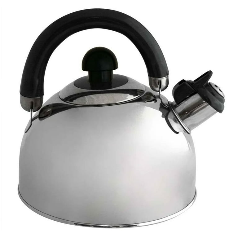 Tea Kettle - 2.5qt Whistling Tea Pots for Stove Top - Food Grade Brushed Stainless Steel Teapot - Classic Stovetop Kettle with Universal Base, Cool