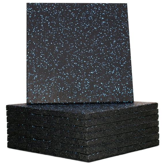 STOZM 1” High Density Rubber Flooring for Workout, Indoor and Outdoor Gym Usage (Blue, 8pcs)