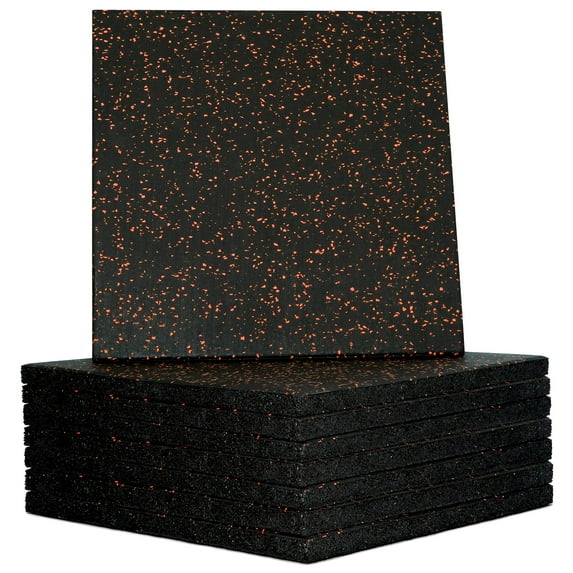 STOZM 1 In. High Density Rubber Flooring for Workout, Indoor and Outdoor Gym Usage (Orange, 8 Pieces)
