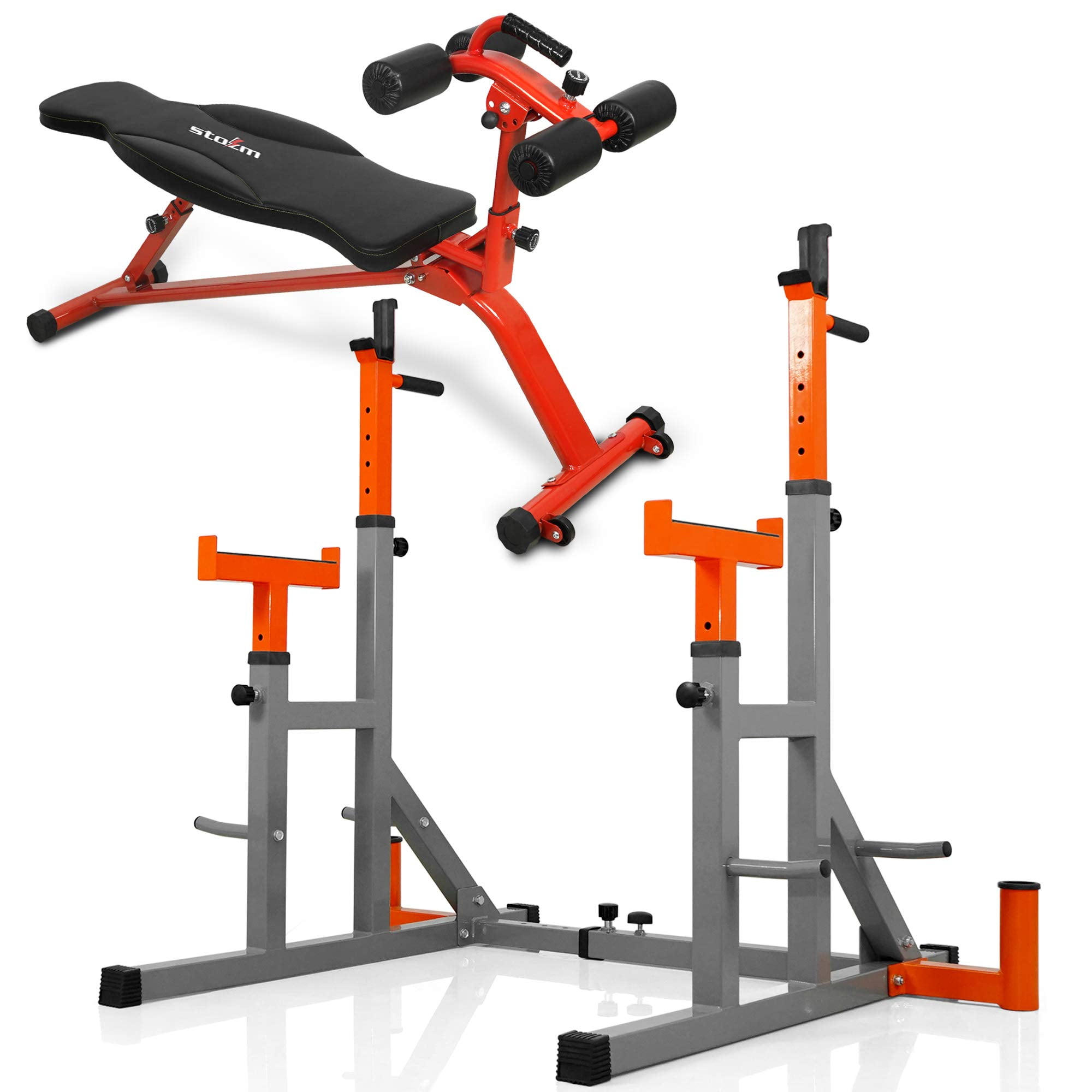 STOZM 14 Gauge Steel Adjustable Squat Rack Stand Barbell Rack