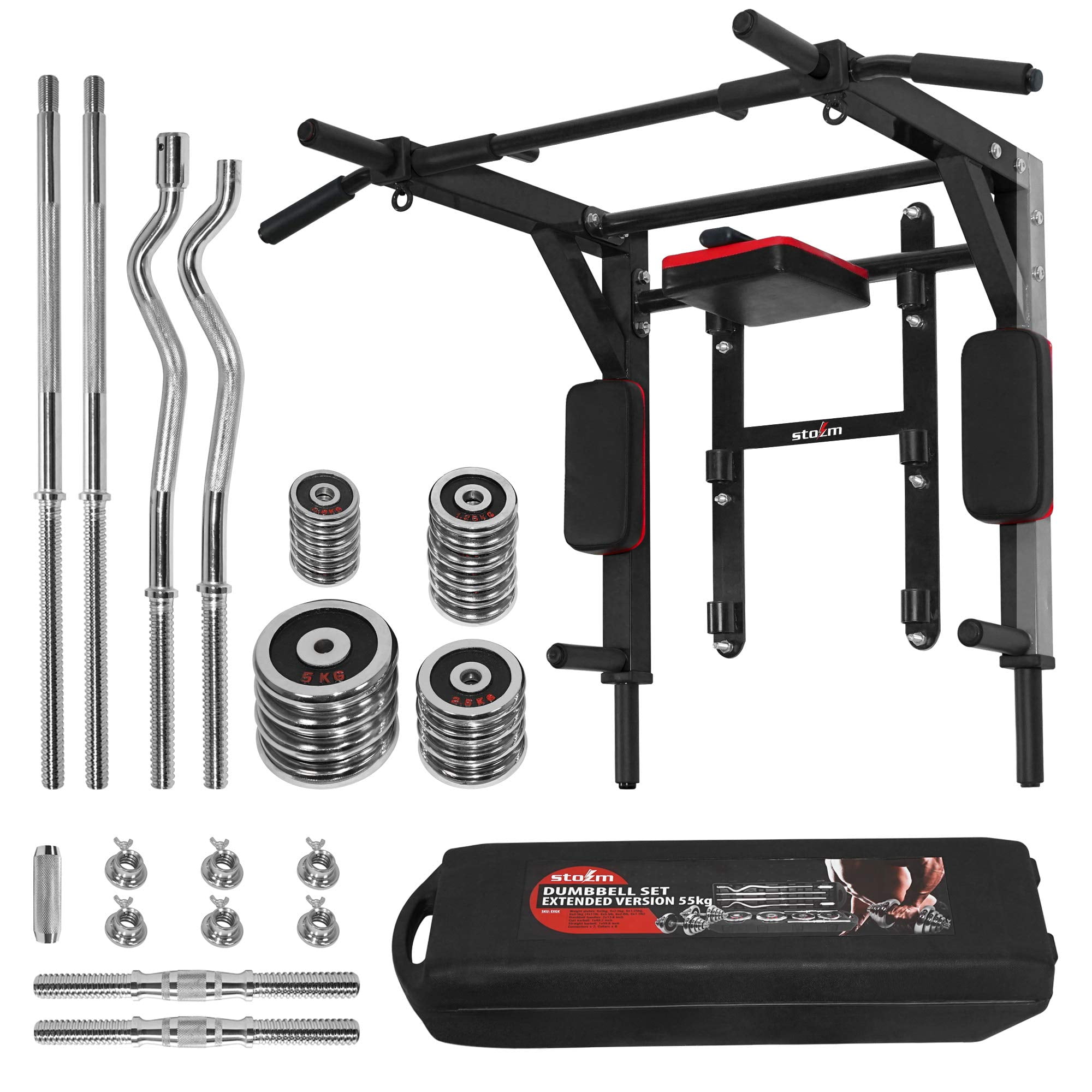STOZM Combo Of Adjustable Dumbbells Set 55Kg 121Lbs Deluxe Pull