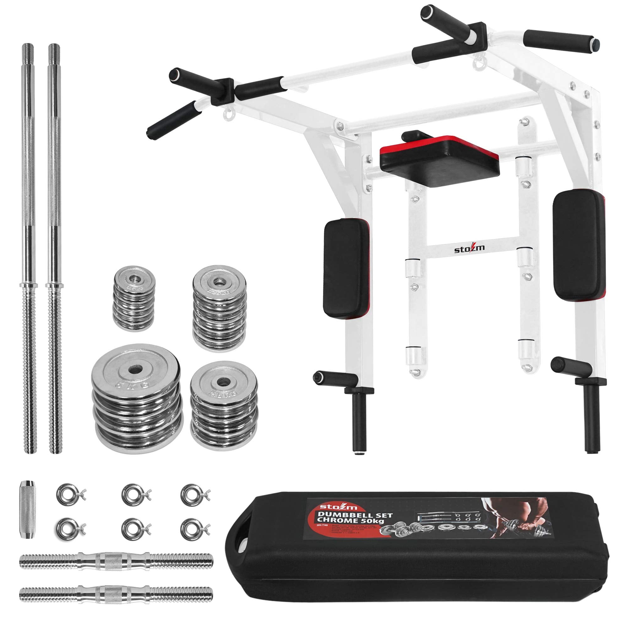 STOZM Adjustable Dumbbells Set 50Kg 110Lbs Black Paint