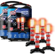 STP 4-Pack Emergency LED Road Flares, 3 Separate Lighting Modes, Battery-Powered, Roadside Help