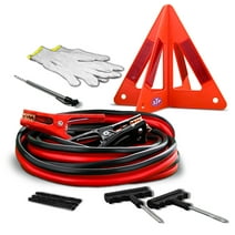 STP Emergency Roadside 5-Piece Kit w/ Jumper Cables, Warning Triangle, Tire Gauge, 11.5 x 11.5