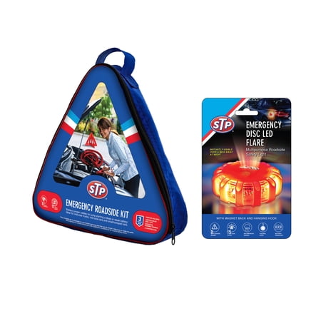 STP Emergency Roadside Kit - Jumper Cables, LED Emergency Puck, Warning Triangle, Carrying Case, Xtreme Easy Assembly