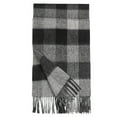 thumbnail image 1 of STP GOODS 100% Sheep Wool Scarf with Fringe for Men and Woman 70.9x11.8" (180x30 cm) Unisex Plaid Scarf Wool Wrap, Black and Gray, 1 of 3