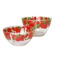 thumbnail image 1 of STP GOODS Ashberry Glass Salad Bowl Set of 2 Pcs 23.7 fl oz and 50.7 fl oz Glass Serving Bowl Set Mixing Bowls for Cooking Prepping Glass Fruit Bowls Deep Bowl for Kitchen, Clear Red, 1 of 14