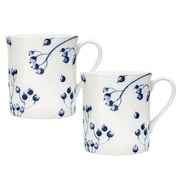 STP GOODS Azur de Limoges Bone China Mug Set of 2 pcs 10.14 fl oz 300 ml Coffee and Tea Mugs for Latte Cocoa Chocolate, Blue and White