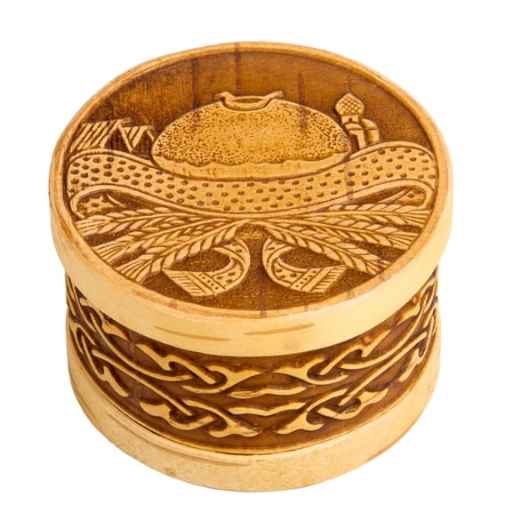 STP GOODS Birch Bark Storage Box 3.1x3.1x2'' (8x8x5 cm) Bread and Salt Design Handmade Wooden Food Storage Container for Kitchen Oval Organizer Box Bread Container Jewelry Box, Rustic Design