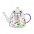 thumbnail image 1 of STP GOODS Chamomile Borosilicate Glass Teapot with Infuser 44 fl oz (1.3 L) Kitchen Tea Brewer Floral Coffee Pot Kettle for Blooming Teas, 1 of 6