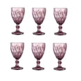 thumbnail image 1 of STP GOODS Embossed Drinking Glasses Set of 6 Pcs 11.3 fl oz (335 ml) Wine Glasses Set of 6 Drinking Glasses Water Goblets for Weddings and Parties Vintage Glassware, Pink, 1 of 4