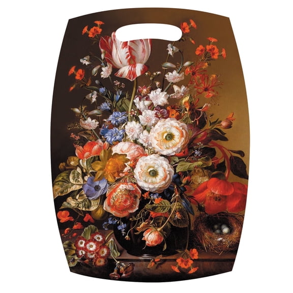 STP GOODS Flower Bouquet Wooden Serving and Cutting Board for Kitchen 11.5x8.3" (29x21 cm) Decorative Chopping Board for Meat Cheese Fruits Vegetables