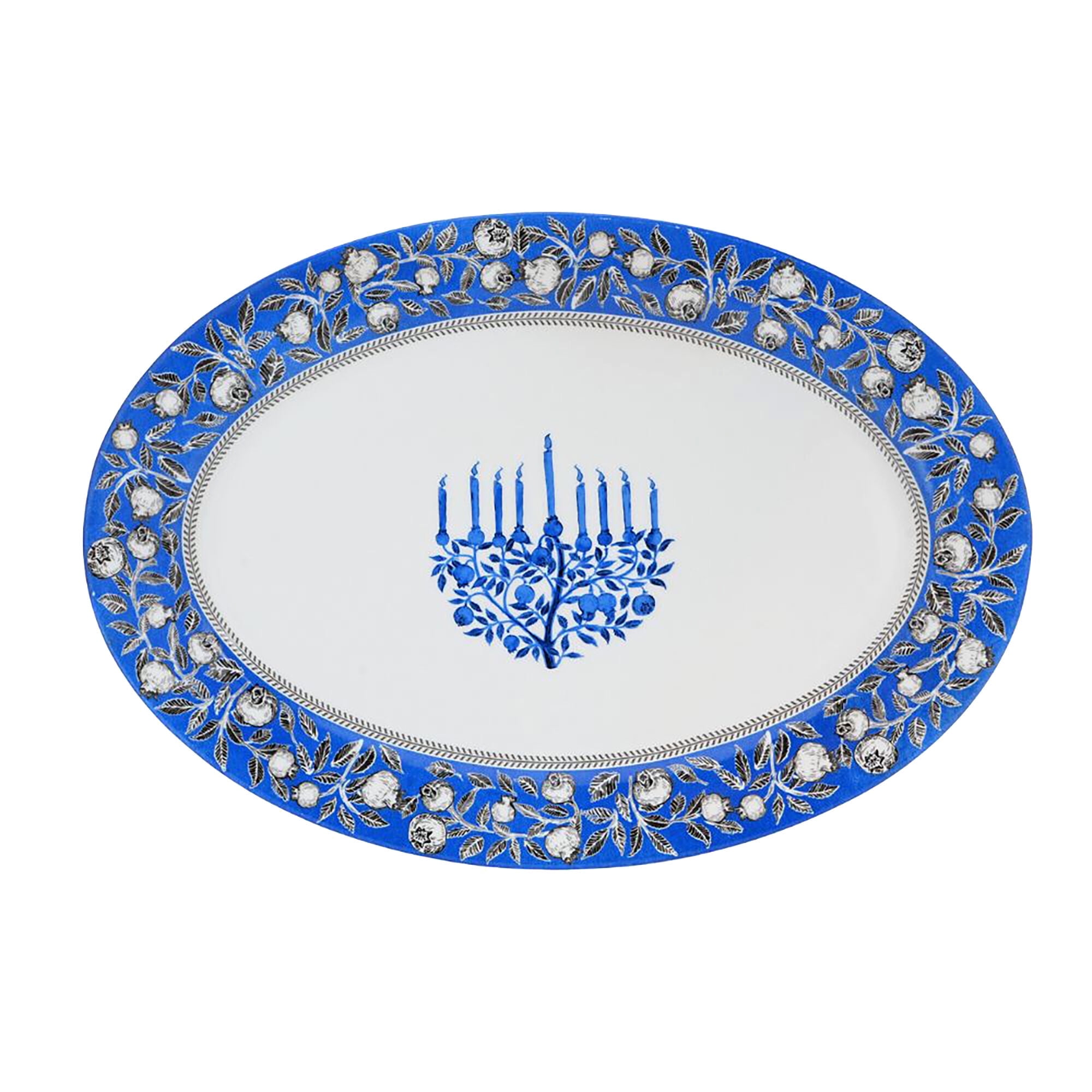 Bone China blue and white hanukkah serving plate