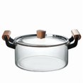 thumbnail image 1 of STP GOODS Heat-Resistant Glass Stockpot with Glass Lid 2.7 Qt (2.5 L) Borosilicate Glass Cooking Pot with Wooden Handles Kitchen Pot Cookware Stock Pot Soup Pot, Clear, 1 of 4