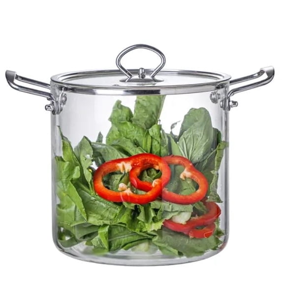 STP GOODS Heat-Resistant Glass Stockpot with Glass Lid 3.7 Qt (3.5 L) Borosilicate Glass Cooking Pot with Lid Kitchen Pot Cookware Stock Pot Soup Pot, Clear