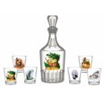 thumbnail image 1 of STP GOODS Hunting 7-Piece Glass Decanter and Shot Glasses Set 1.7 fl oz (50 ml) for 6 Clear Liqueur Glass for Whiskey Vodka Tequila Barware Vintage Decanter Set Retro Glassware, 1 of 8