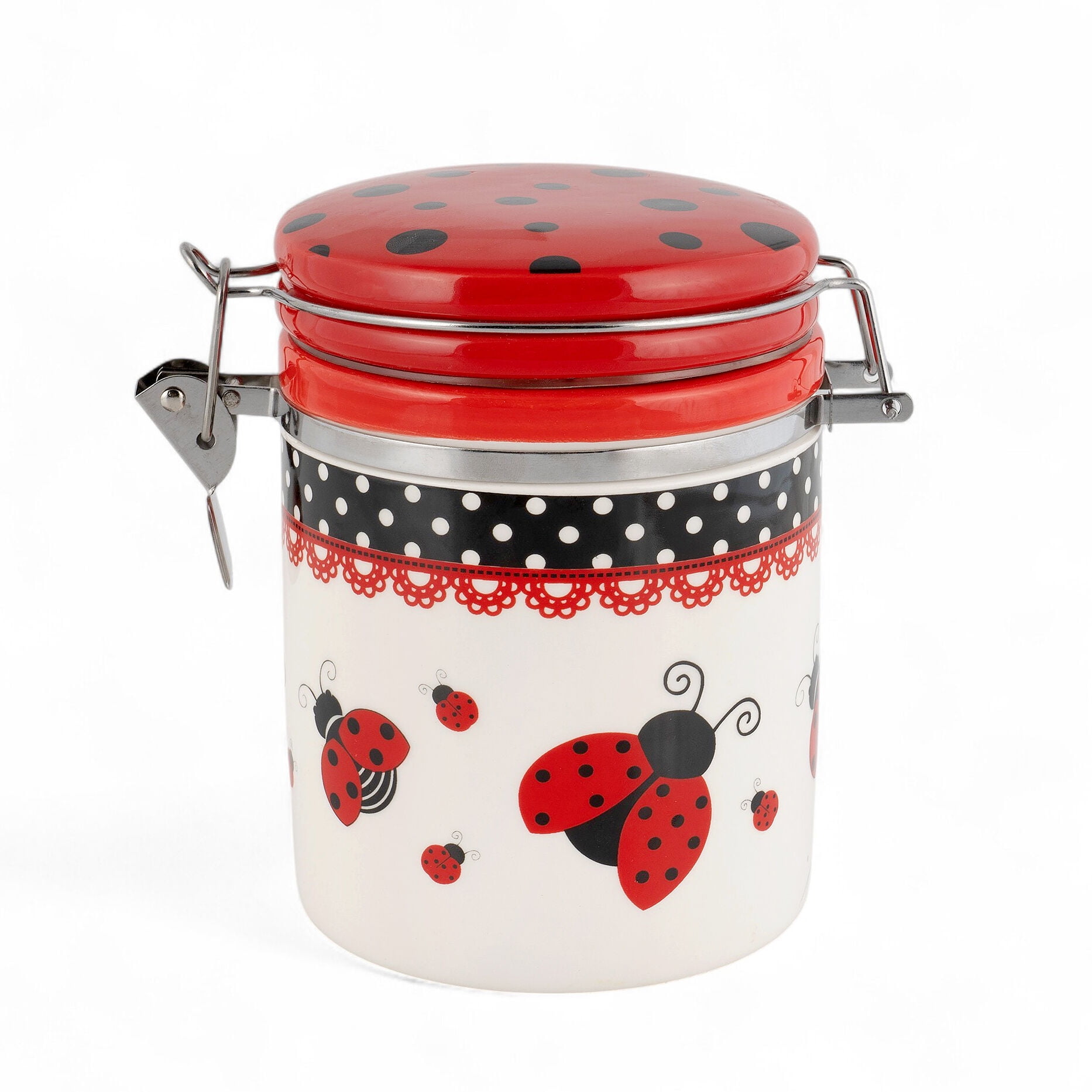 STP GOODS Ladybug Ceramic Storage Jar with Lid 25 fl oz (750 ml) Food ...