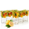 thumbnail image 1 of STP GOODS Lemon Decal Tall Glass Set of 6 pcs 7.8 fl oz (230 ml) Drinking Glasses Set Glass Tumblers for Water Juice Milk Cocktail Highball Water Glasses, Yellow and Clear, 1 of 10