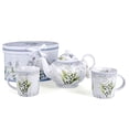thumbnail image 1 of STP GOODS Lily of the Valley Bone China Tea Set of 5 for 2 in Gift Box Tea/Coffee Mugs 10.14 fl oz (300 ml) with Teapot 33.81 fl oz (1 L) Service for 2 Tea Mug for Latte Cocoa Chocolate Porcelain Mug, 1 of 11