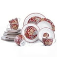 thumbnail image 1 of STP GOODS Morris' Garden Porcelain Dinnerware Set of 20 pcs Service for 4 Porcelain Dish Set Tableware Set Teacups with Saucer Plates and Bowls, Bordeaux and White, 1 of 19
