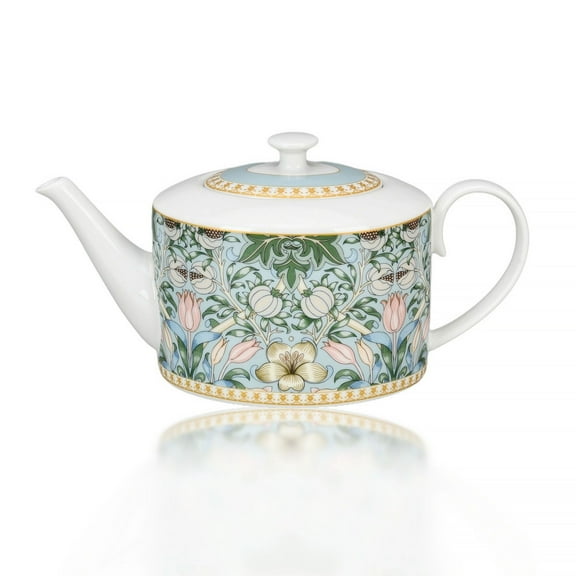 STP GOODS Morris Garden Porcelain Teapot 37.2 fl oz (1.1 L) Floral Kitchen Teapot for Loose Tea Tea Pot Tea Brewer Tea and Coffee Pot Kettle for Blooming Teas