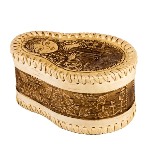 STP GOODS Nesting Doll Birch Bark Kitchen Storage Box 6.1x4.1x2.4'' (15.5x10.5x6 cm) Handmade Wooden Food Storage Container for Kitchen Oval Organizer Box Bread Container, Rustic Design