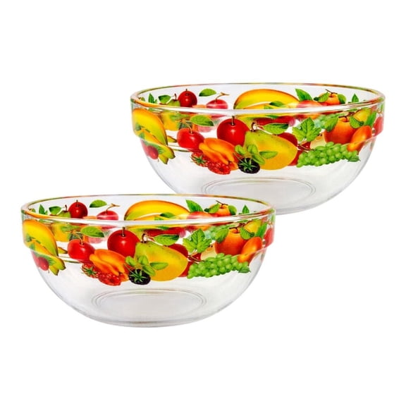 STP GOODS Plum Glass Salad Bowl Set of 2 pcs 27 fl oz (800 ml) Glass Serving Bowls Mixing Bowls for Cooking Prepping Glass Fruit Bowl Deep Bowls for Kitchen