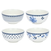 STP GOODS Porcelain Serving Bowl 21.3 fl oz (630 ml) Vintage Indigo Cereal Bowl Set of 4 Mixing Bowl for Kitchen Candy Bowl